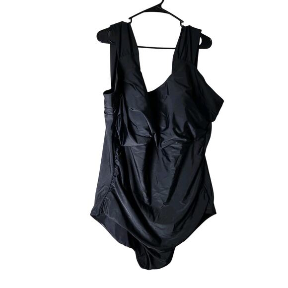 Coldwater Creek ShapeMe Swimsuit Size 24W Black Ruched Bathing Suit Swim NWOT - Picture 2 of 7